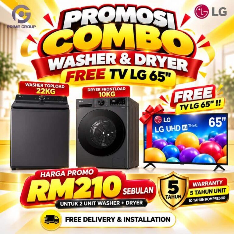 2. promosi combo washer dryer free tv LG