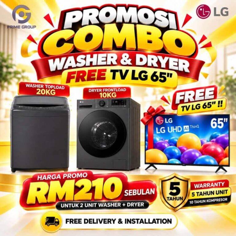 3. promosi combo washer dryer free tv LG